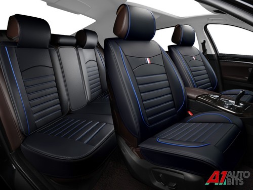 Blue black leatherette - blue, full