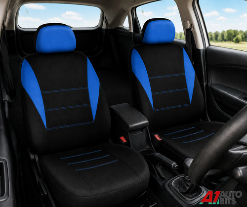 Front blue black seat - front,